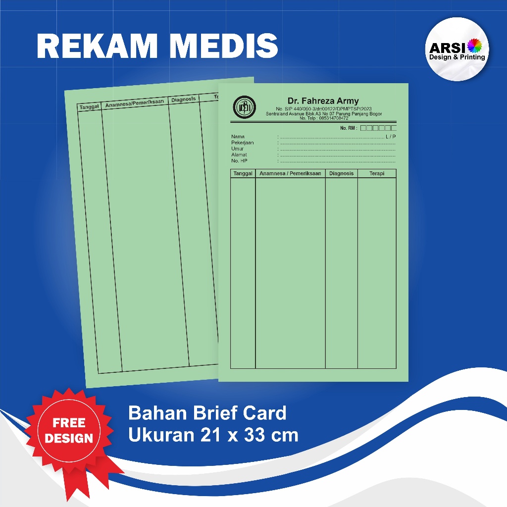 

Cetak Custom Rekam Medis Pasien Klinik / Puskesmas / RS / Lembar Iuran Ukuran 21 x 33 cm Kertas Folio F4