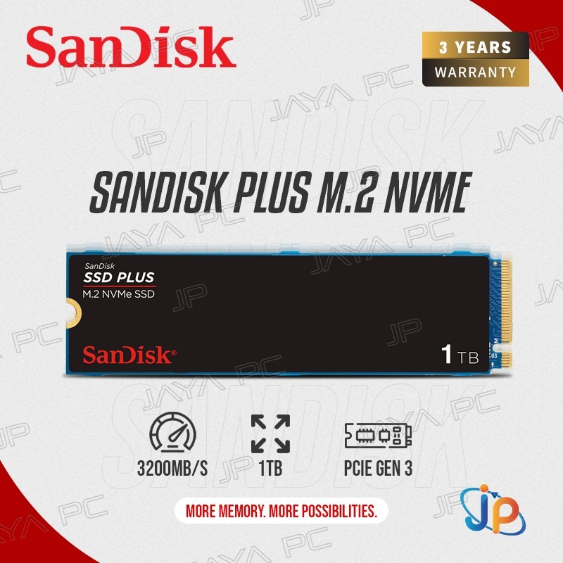 SanDisk SSD Plus M.2 Pcie Gen3 Nvme 2280 1TB - M2 1 TB