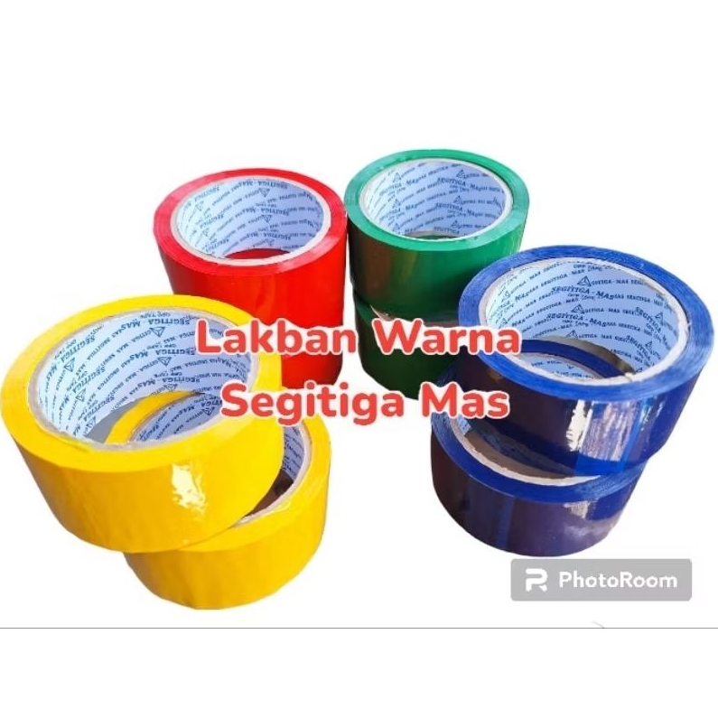 1 pcs | Lakban WARNA Segitiga Mas 48mm x 50 meter x 45 mc | Lakban Kuning | Lakban Biru Tua | Lakban