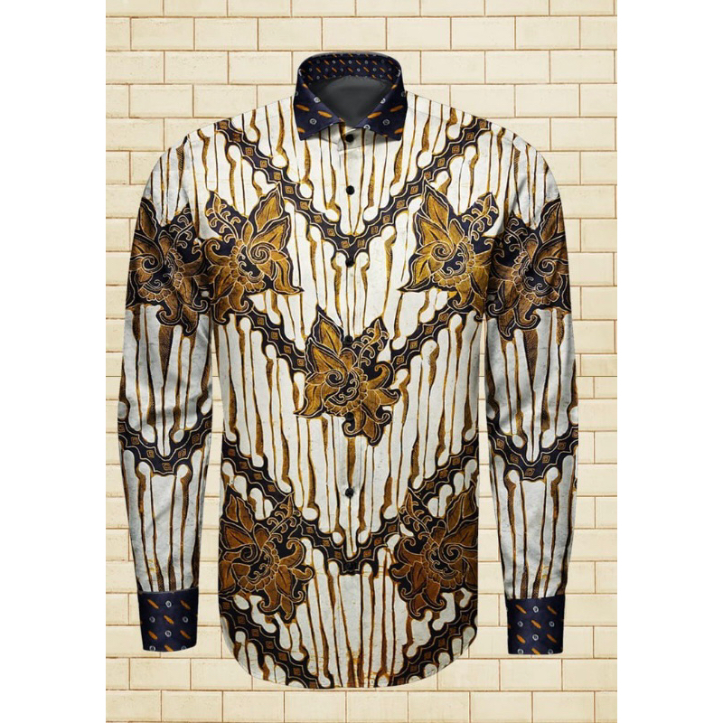 PREMIUM KAIN BATIK KEMEJA POLA FULL TULIS/ BAHAN SUTRA BARON/ ASLI BATIK PEKALONGAN