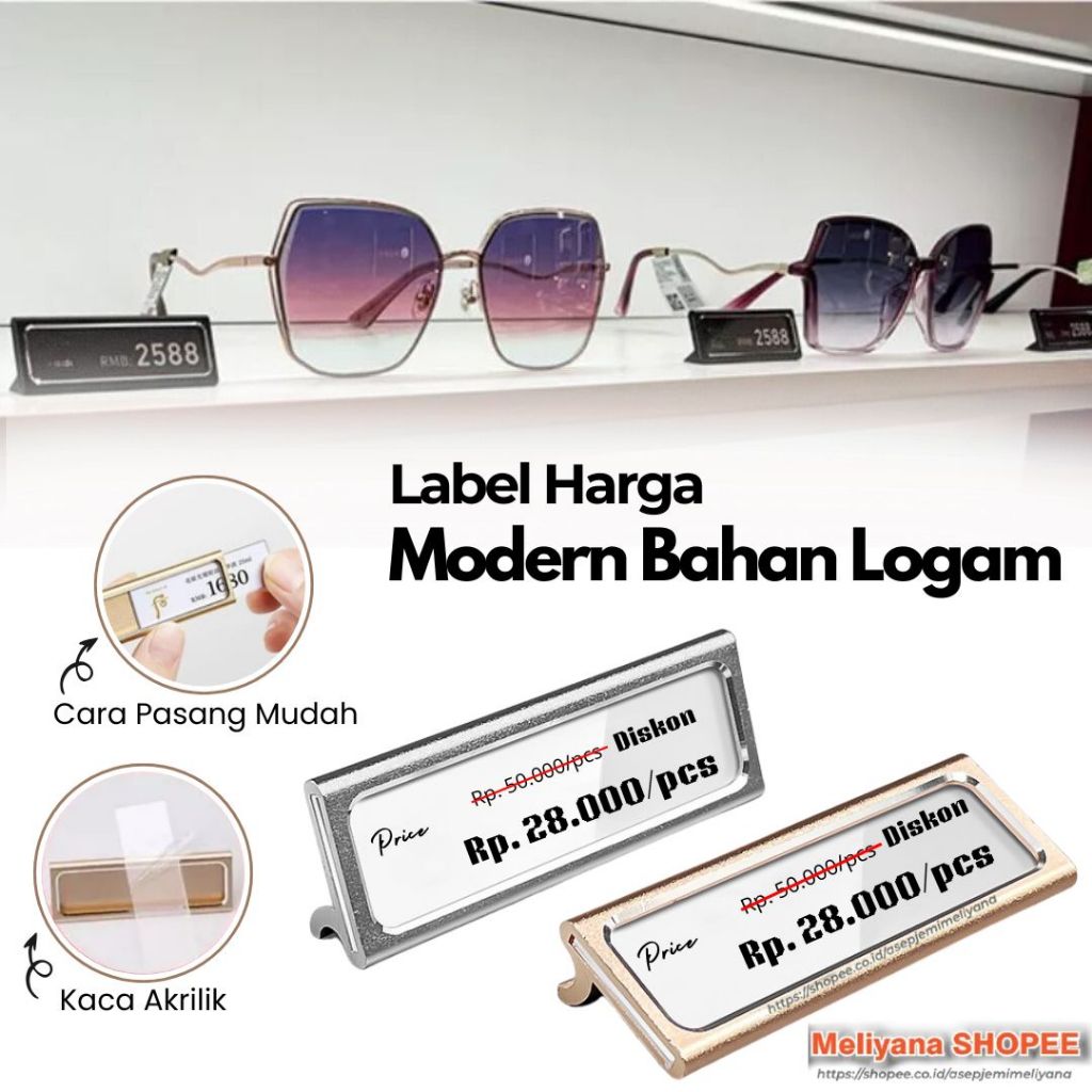 

Label Harga Price Tag Holder Stand Toko Supermarket Bahan Logam Metal Hitam Silver Gold