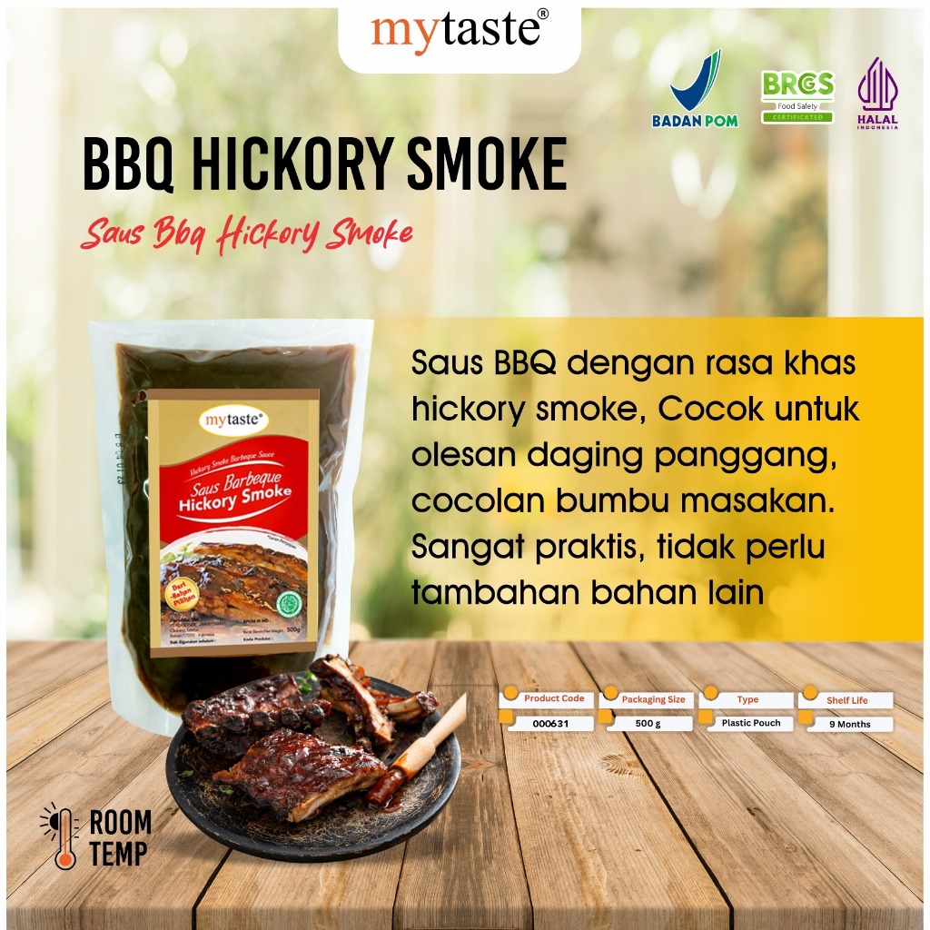 

Mytaste BBQ Hickory Smoke Sauce 500gr / My Taste Saos Barbeque Hikori Smoke