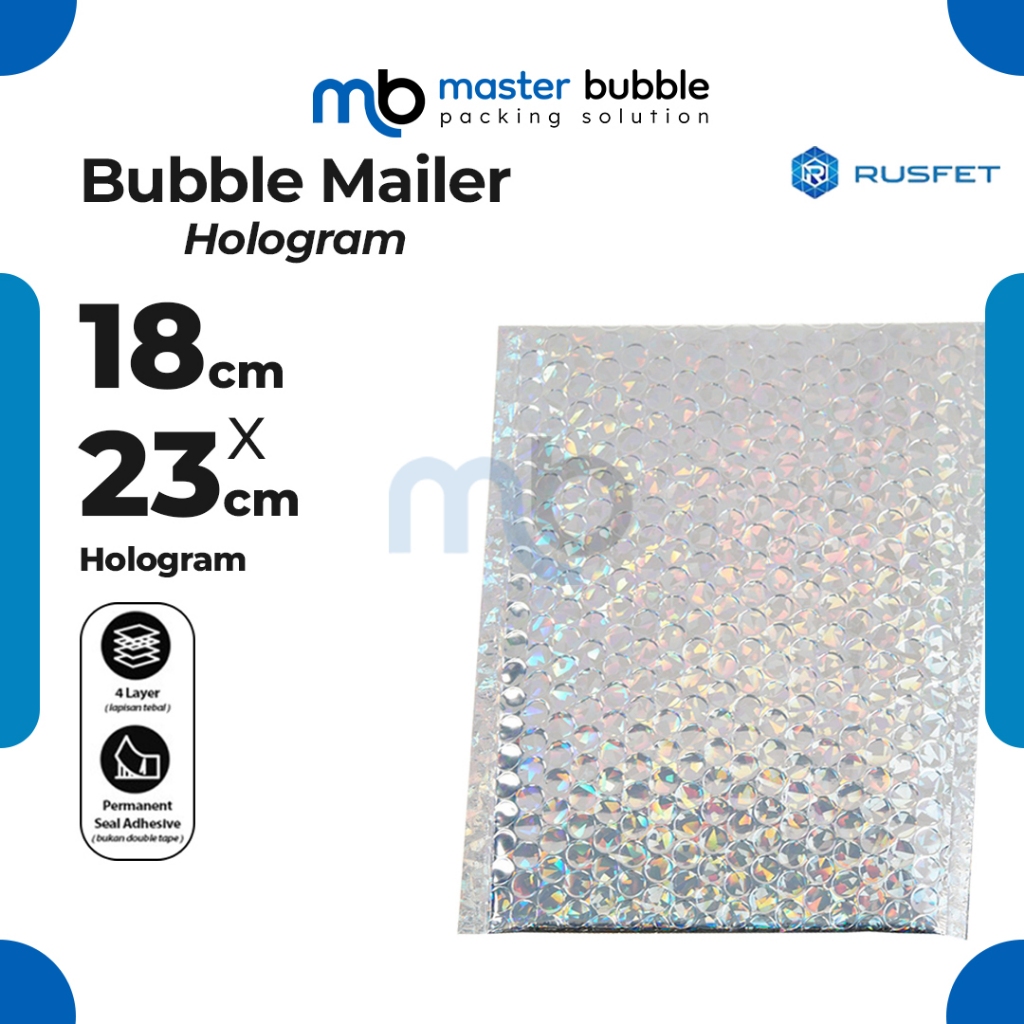 

Amplop Envelope Bubble Mailer Hologram 18 x 23 cm / Security Bag Mailer Rusfet Harga Ecer Satuan