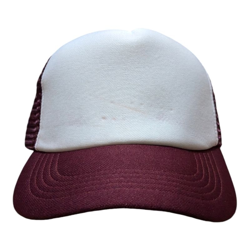 TOPI JARING POLOS TOPI JALA POLOS PUTIH KOMBINASI MARUN MAROON