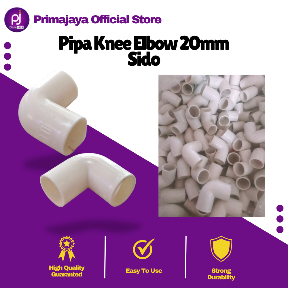 Knee Elbow 20mm PVC Warna Putih Belokan Siku Keni Pipa Kabel Listrik Conduit SIDO