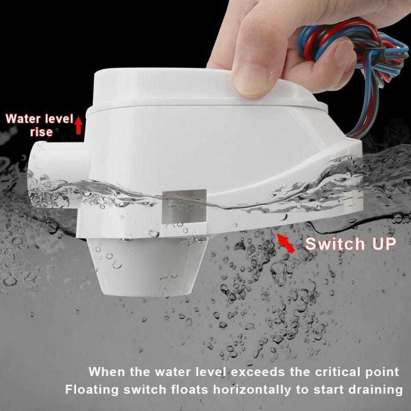 AQW BILGE Pompa Celup Otomatis 12V DC Pompa Air Kuras Toren Kapal