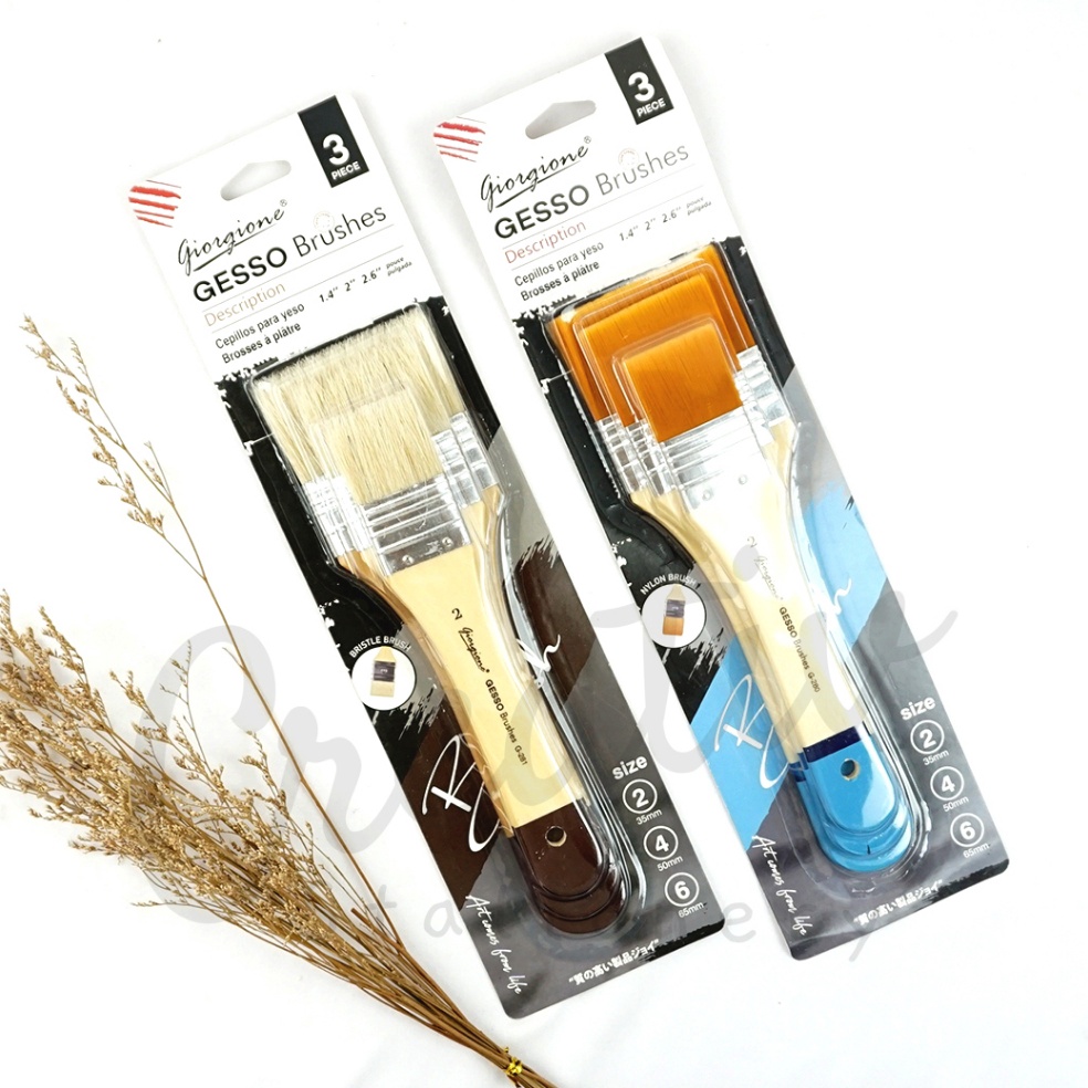 

KODE W97G GIORGIONE Gesso Brush SIKAt Minyak Oil Paint SIKAt Scrubbing 3Pcs Set Nylon Bristle G28 G281