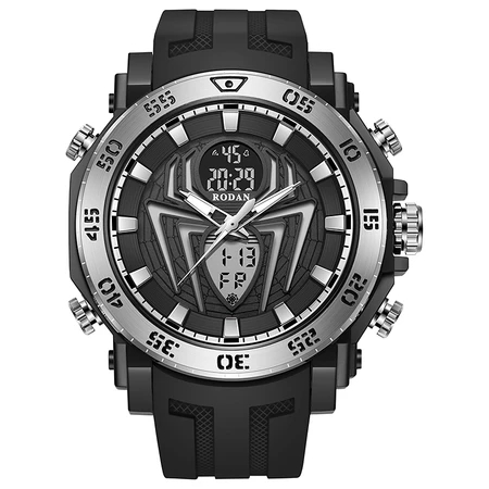 RODAN 8004 Jam Tangan Pria Sport  Original Dual Time Rubber Water resist 50m Garansi 1th