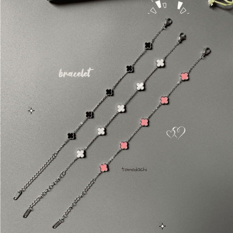 Gelang Titanium Clover | Bracelet Titanium Clover Aesthetic | Gelang Clover Simple Lucu