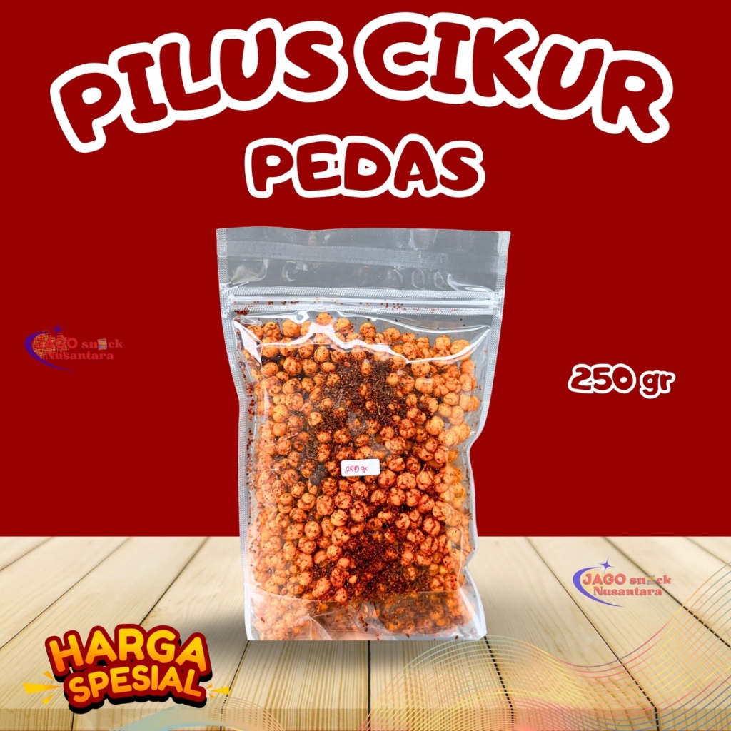 

Pilus Cikur Pedas Gurih 250gr Cemilan Pedas - Jago Snack Nusantara