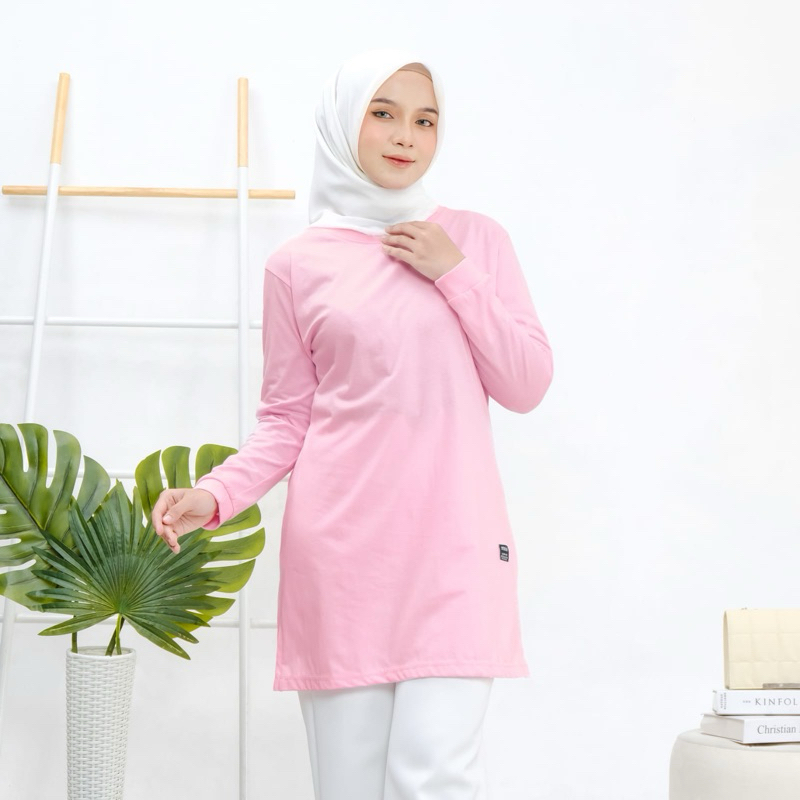 Kaos Tunik Lengan Panjang] Tunik Polos Wanita] Tunik Polos Bahan Combed 24s