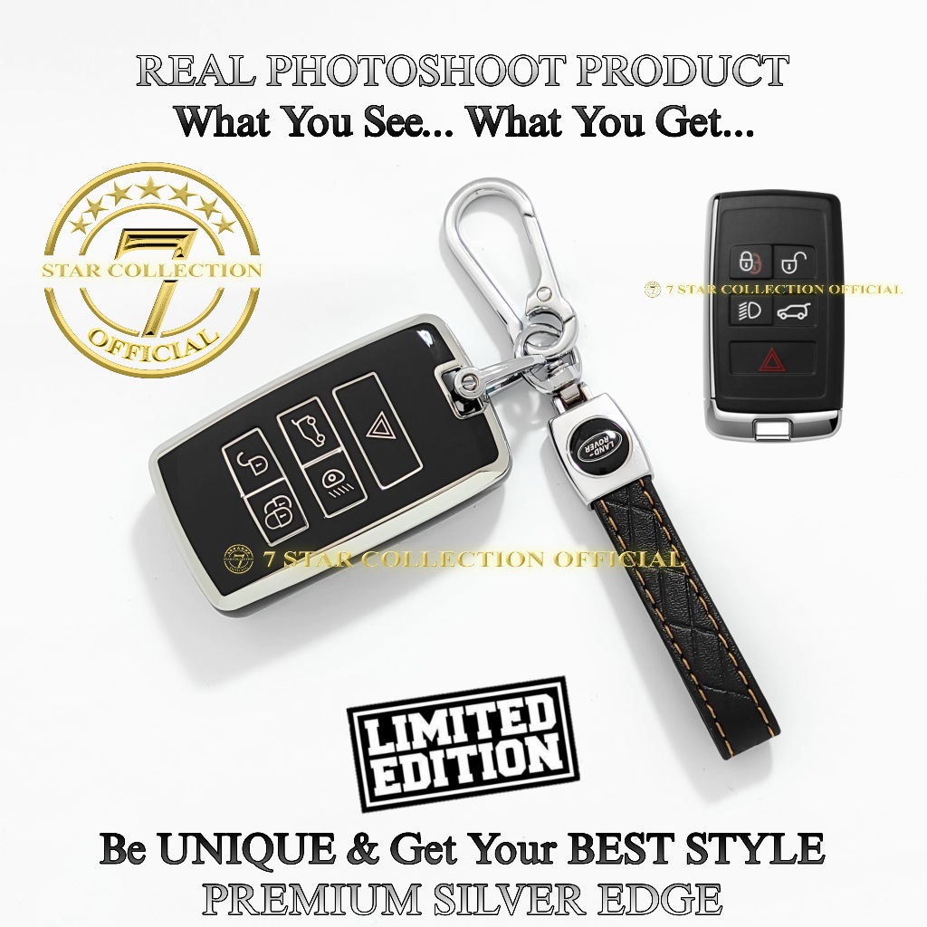 Cover Case Kunci Mobil Land Rover DEFENDER RANGE ROVER DISCOVERY NEW JAGUAR Premium Silver Edge