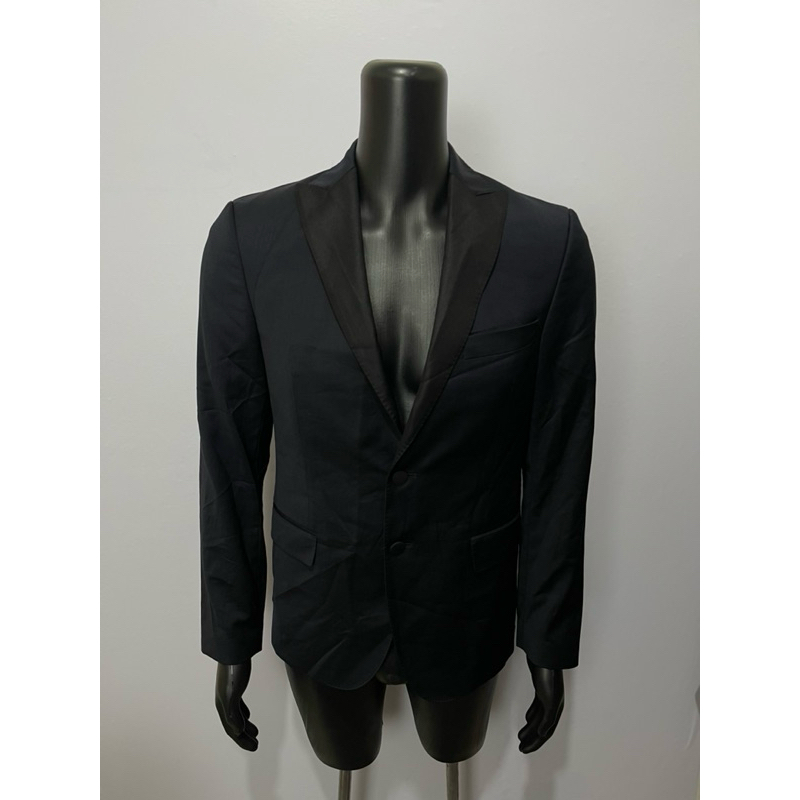 zara man blazer  biru gelap jas tuxedo casual eur 46 s