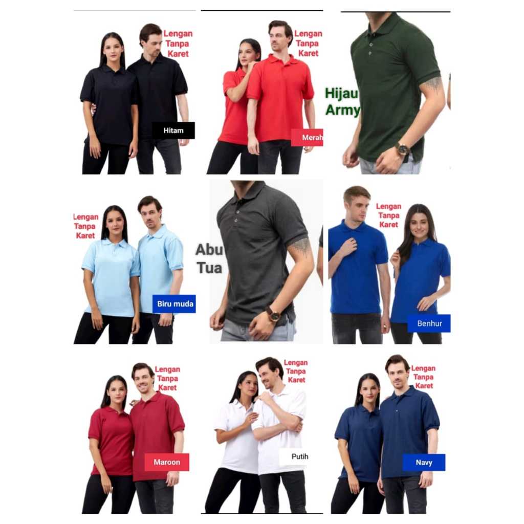 60rb isi 2ptg - Kaos polo couple - kaos kerah polos pasangan - baju couple - baju pasangan