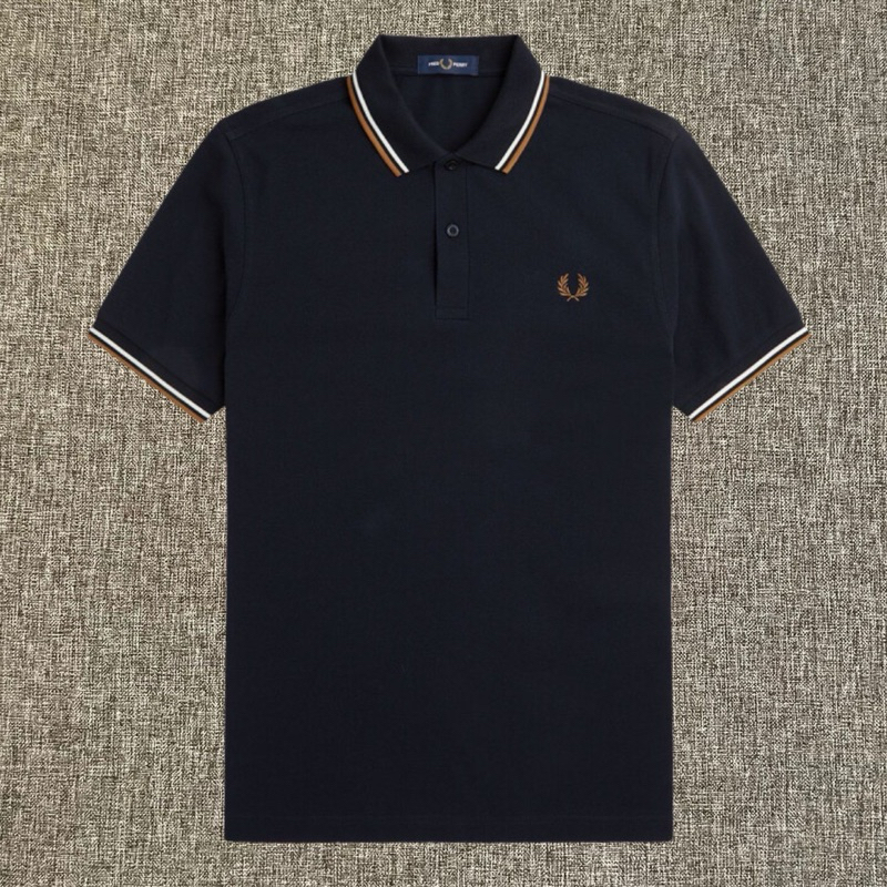 Fred Perry Snow White Shaded Stone Tipped Polo Dark Navy Original / Kaos Polo FP Fred Perry Authenti