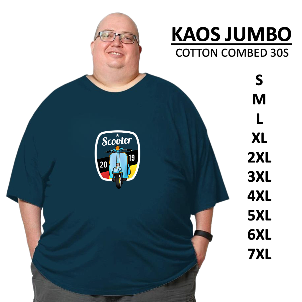 Baju Kaos Jumbo Oversize Motor Vespa Scooter 2019 Pria Wanita Cotton Combed 30s Adem S-7XL