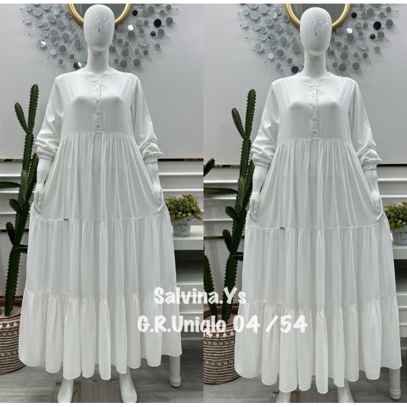 Gamis salvina ys ori warna baru putih renda