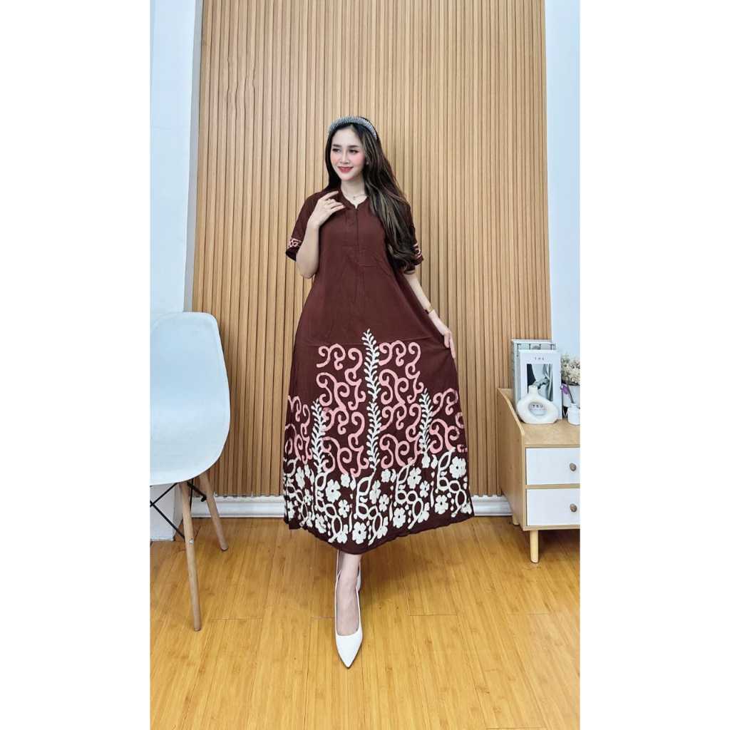 Daster twill Rayon Cap Malaman Pekalongan lengan pendek daster motif terbaru