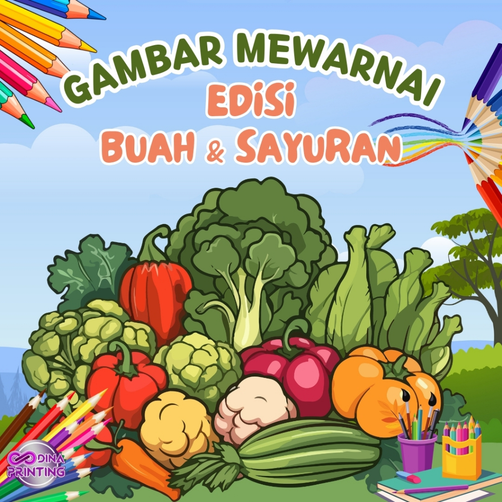 

Gambar mewarnai anak PAUD,TK/SD Edisi buah dan sayuran