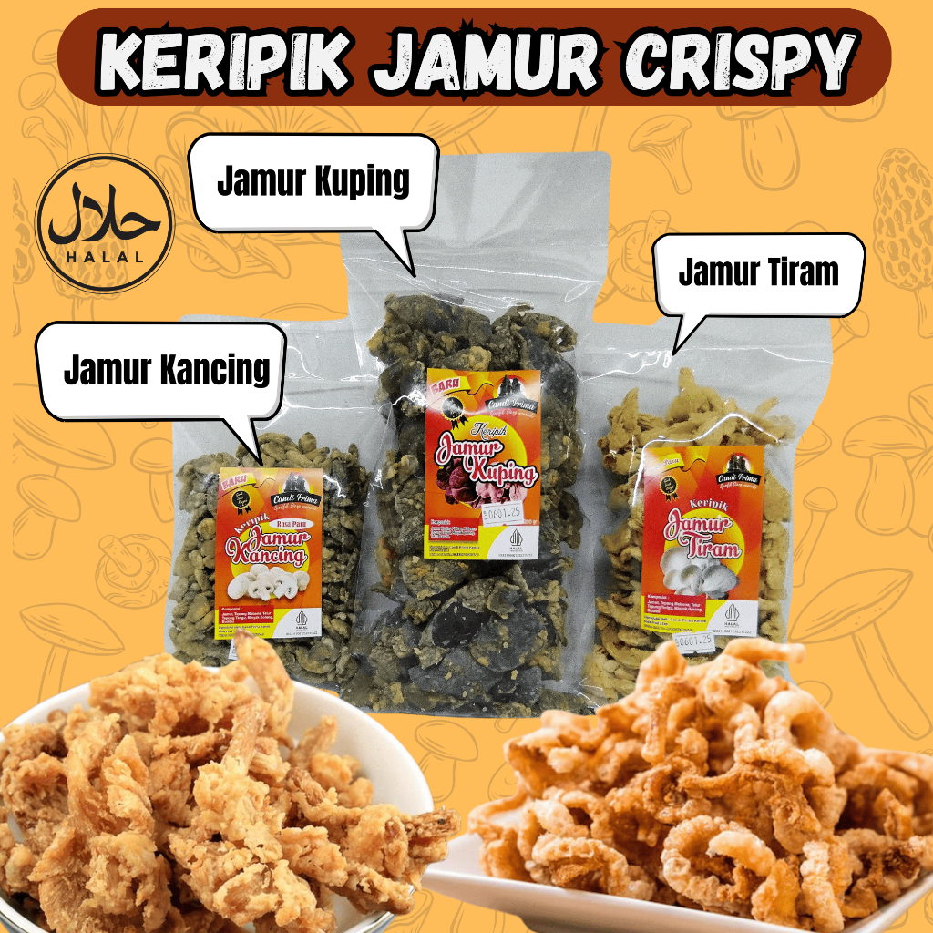 

Keripik Jamur Crispy/ Jamur Kancing/ Jamur Kuping Renyah Gurih - Dua Candi Prima