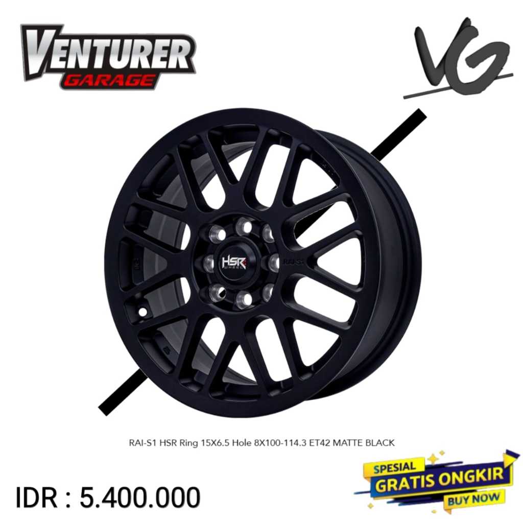 Velg modifikasi murah ring 15 mobil brio calya avanza livina confero HSR rai s1 hitam surabaya