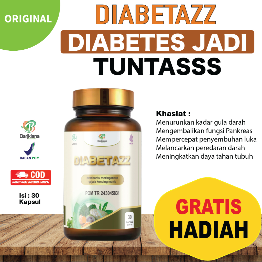 

[ GRATIS JAHE ] DIABETAZZ Herbal Penurun Gula Darah | Membantu mengobati Diabetes, Kencing manis | Melancarakan peredaran darah dll | isi 30 kapsul
