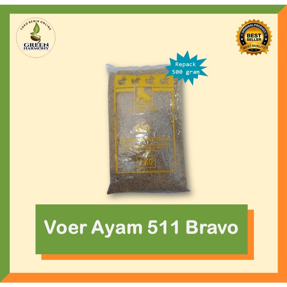 Pur Konsentrat Anak Ayam 511 Bravo Voer Eceran Ukuran Butiran Kecil Repack 500gram