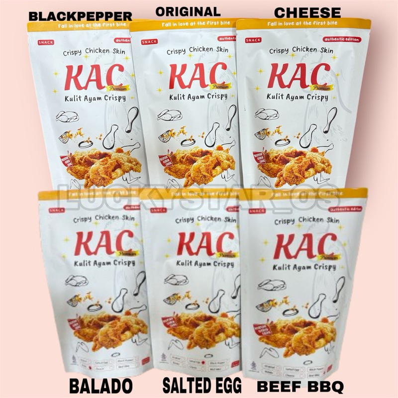 

KAC KULIT AYAM CRISPY 70gr BLACKPEPPER / ORIGINAL / CHEESE / BALADO / SALTED EGG / BEEF BBQ