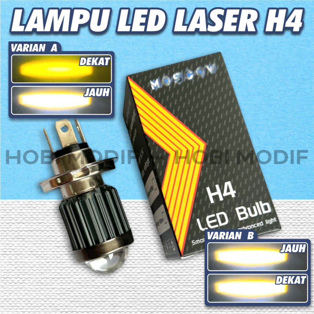 LAMPU LED LASER H4 untuk YAMAHA VIXION NINJA R15 PULSAR DAN MOBIL LAMPU DEPAN LED H4 LASER 2 WARNA h