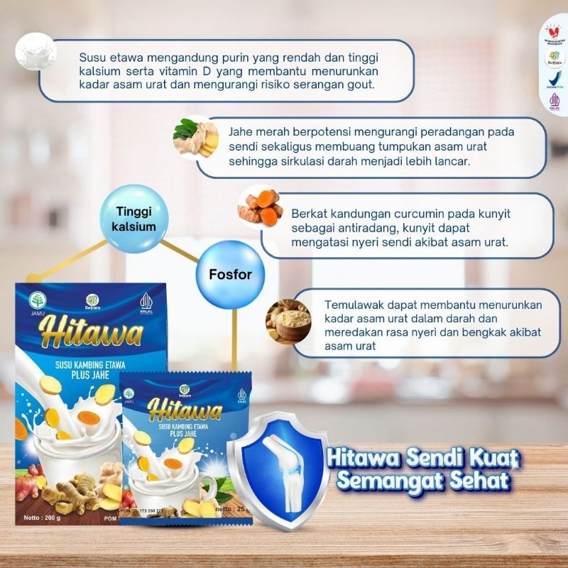 

Hitawa Susu Kambing Etawa sachet untuk Osteoporosis, Arthitis, Asam urat &rawat tulang sendi