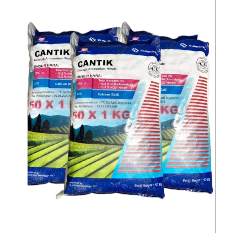 Cantik 50kg Pupuk Calcium Ammonium Nitrat Nitrogen 27% Calcium 12% Untuk Semua Jenis Tanaman