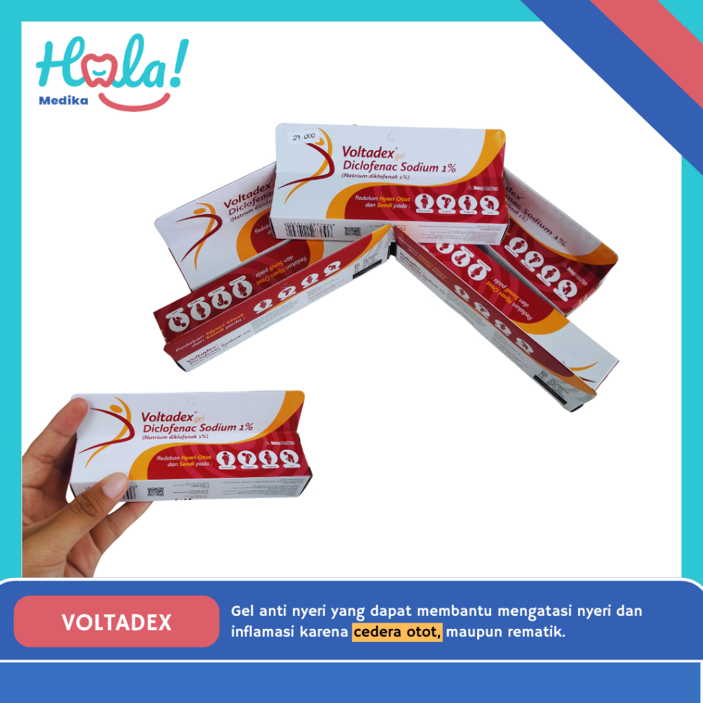 VOLTADEX GEL DICLOFENAC SODIUM 1% DEXA MEDIKA 20G UNTUK NYERI OTOT DAN SENDI, SENSASI DINGIN