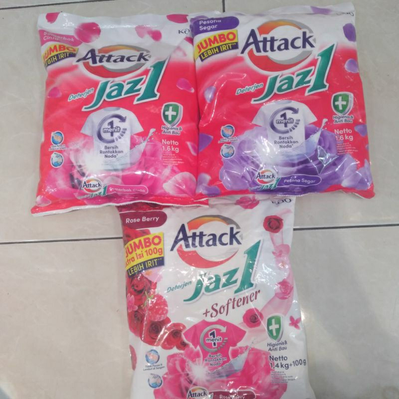 Deterjen Attack Jazz1 1,6 kg & 1,4+100 g & 800 g