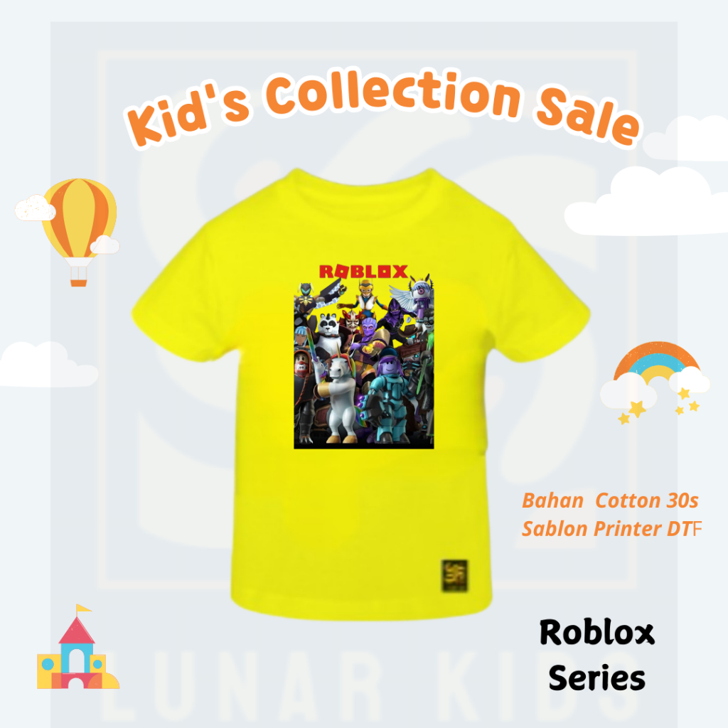 Baju Kaos Anak Distro Laki Laki dan Perempuan Karakter ROBLOX lucu keren 1-10 Tahun LUNAR KIDS