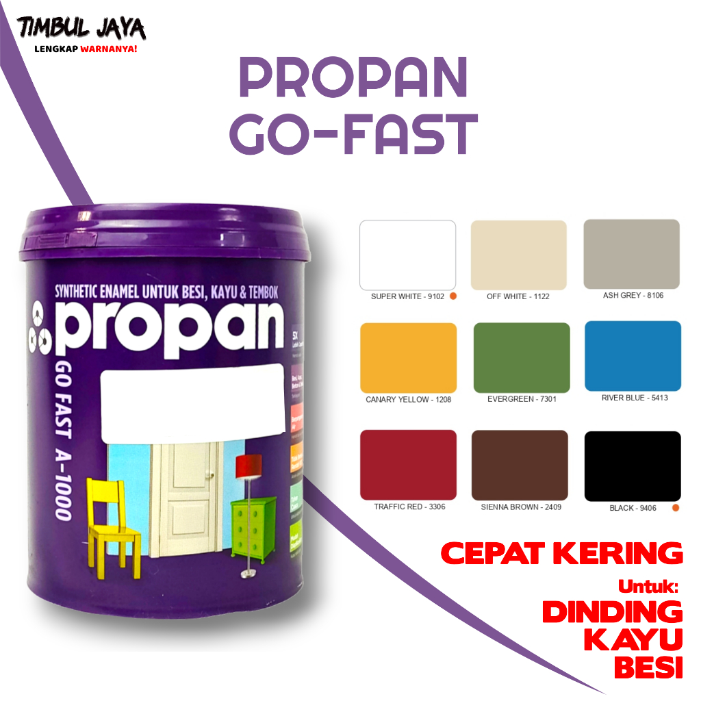 PROPAN Go Fast A1000 Warna Komplit 0,9 Liter CEPAT KERING Cat Propan Untuk Cat Dinding Cat Besi Cat 