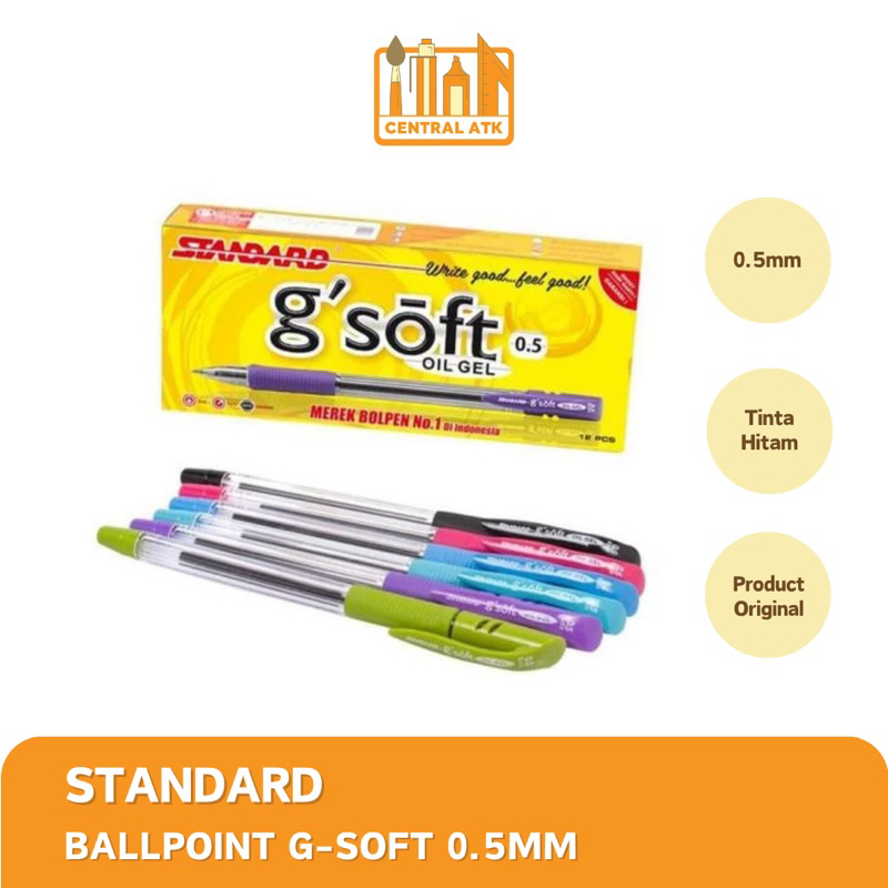 

BALLPOINT / BOLPEN / PULPEN STANDARD G SOFT 0.5 ( 1 PACK )