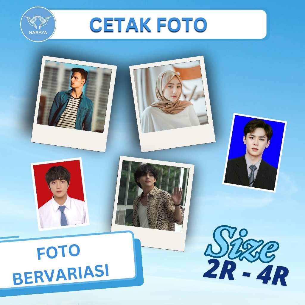 Cetak foto polaroid / pas photo / 2R / 4R / 6R / 8R / 10R