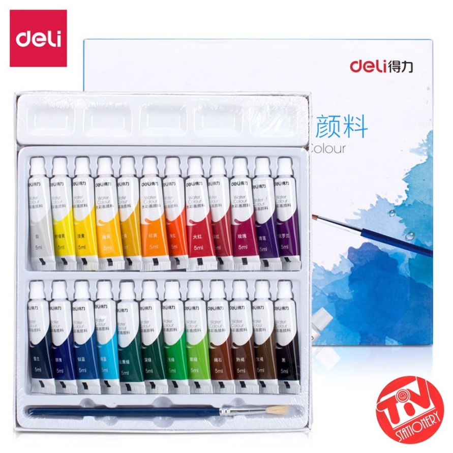 

KODE O18H Cat Air Deli Water Colour 24 Warna 24 x 5 ml Bonus Kuas Palet