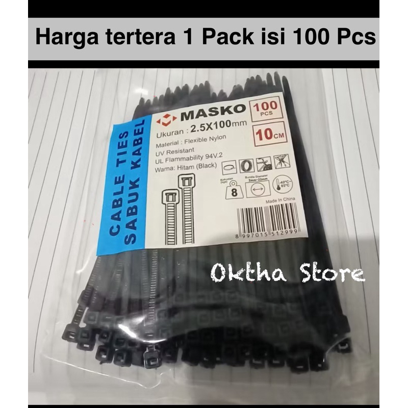 

Kabel Ties 10cm / 15cm / 20cm / 25cm / 30cm/40cm/50cm isi 100 Tis. - Putih, 2.5 x 100mm