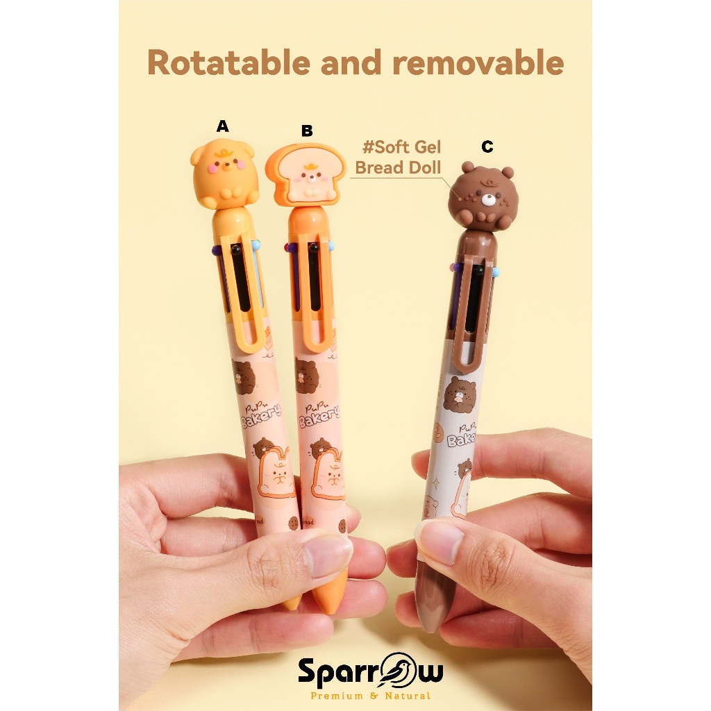 

SPARROW Pen 6 warna / 6 Color Pen / Pen Karakter Lucu Cantik PUPU BAKERY (7014)