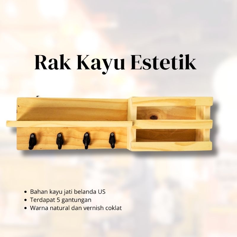 Rak Kayu/Kapstok Gantungan Kunci Serbaguna/Rak Kayu Serbaguna