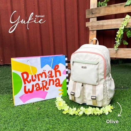 TAS RANSEL B YUKIE RUMAH WARNA TAS WANITA ANAK SEKOLAH KULIAH KERJA LAPTOP