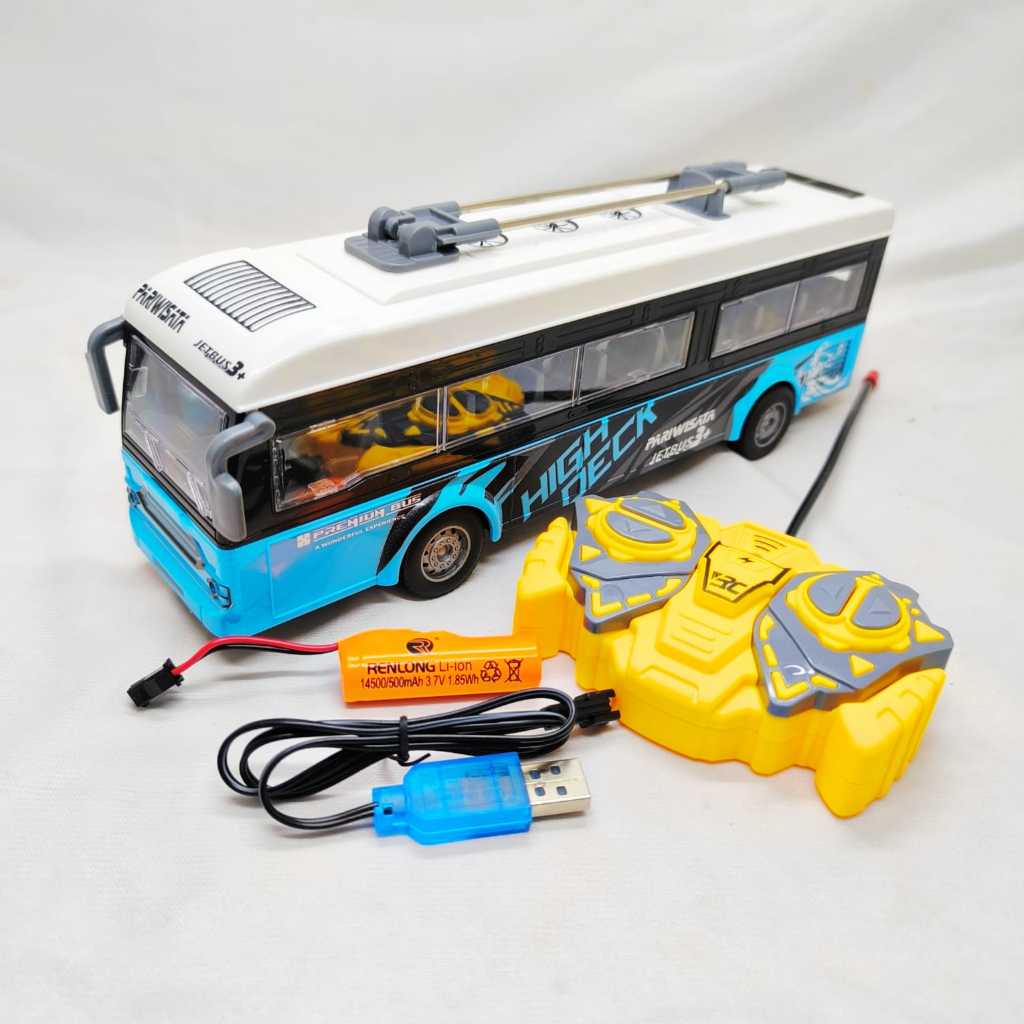 8T Mainan Mobil Remote Control Bus Basuri 6176D dengan Lampu dan Suara Telolet Asli