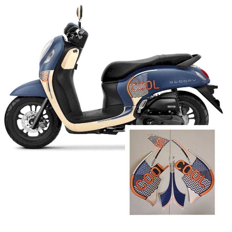 striping stiker lisbody honda scoopy cool sporty fashion blue tahun 2021 2022