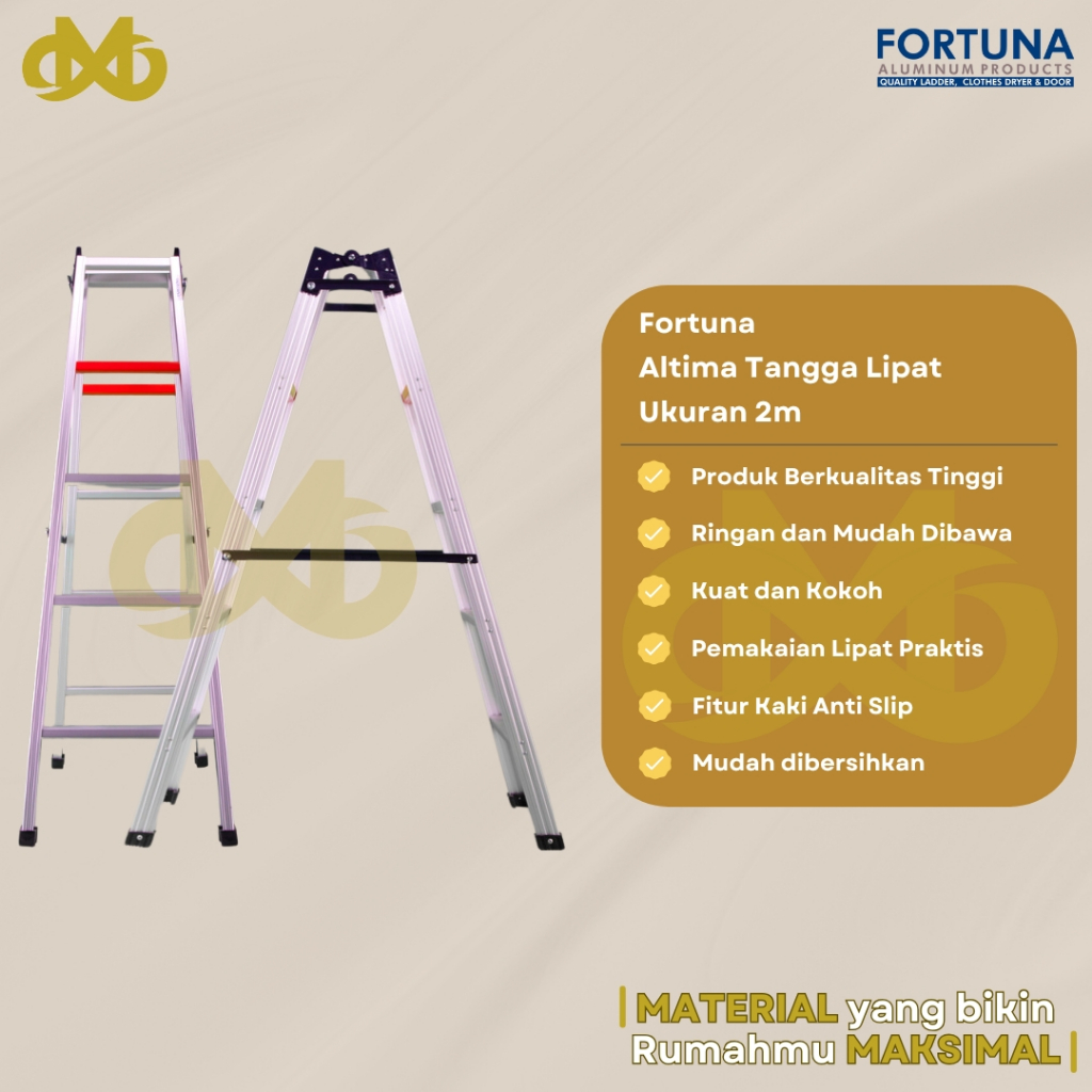 Fortuna | Tangga Lipat Alumunium / Tangga Alumunium Fortuna Altima | Tinggi 2m