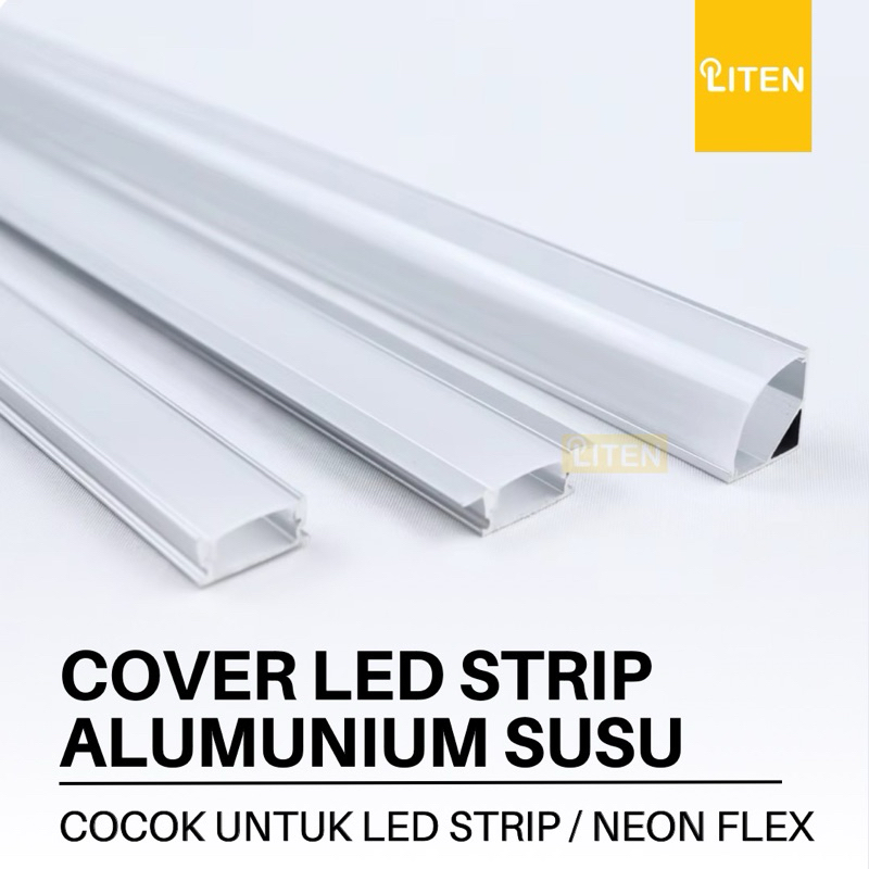Cover LED Strip Alumunium / Pelindung Lampu Strip LED 1 Meter / List Rel LED Rumah Lampu Acrylic Pla