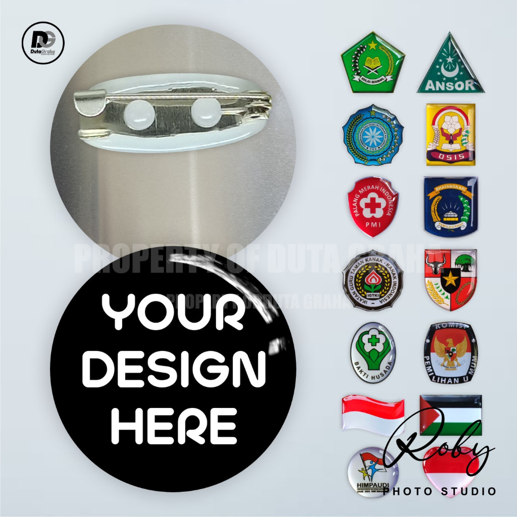 [CUSTOM] PIN PENITI ALUMINIUM RESIN Pin Bros Aksesoris Souvenir NAMA LOGO FOTO