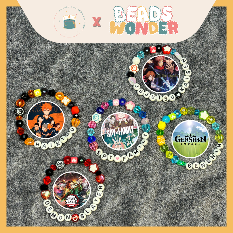 Beads Wonder ANIME Friendship Bracelet Bracelet | Gelang Manik ANIME Jepang Elastis | Demon Slayer |