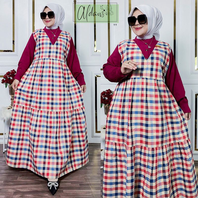 Gamis Aldans Premium - Crinkle kombi Katun Haruka