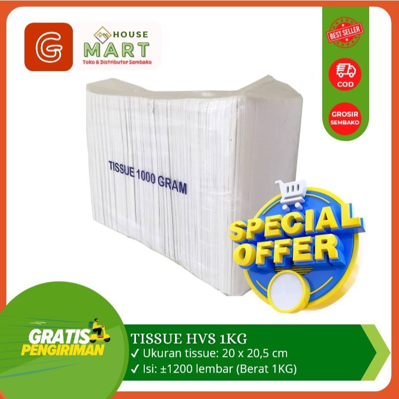 Promo Tissu Murah HVS Kiloan Berat 1kg / Tissue Facial 1000 gr Grosir Tisu Untuk Restoran / Toko Sem